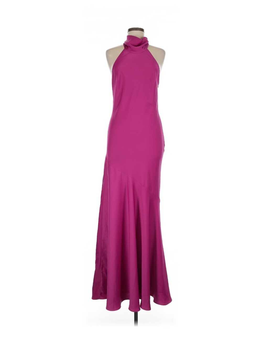 Monique Lhuillier Fuchsia High-Neck Maxi Gown - Picture 2 of 7